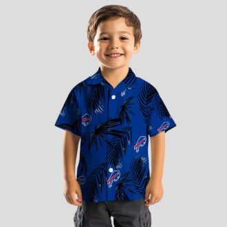 Buffalo Bills Tropical Button Up Hawaiian Shirt, Palm Leaf Blue Luau & Tailgate Outfit