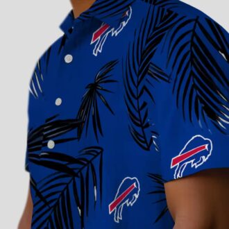 Buffalo Bills Tropical Button Up Hawaiian Shirt, Palm Leaf Blue Luau & Tailgate Outfit