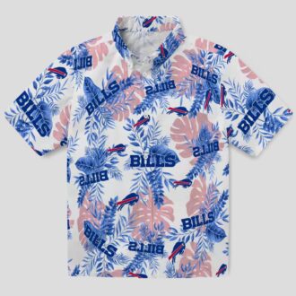 Buffalo Bills White Hawaiian Shirt - Tropical Leaves Print, NFL Game Day Summer Outfit