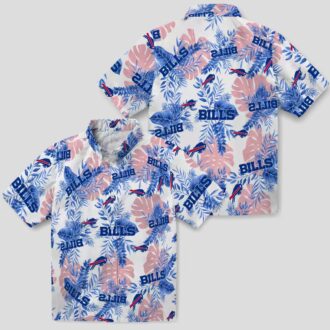 Buffalo Bills White Hawaiian Shirt - Tropical Leaves Print, NFL Game Day Summer Outfit