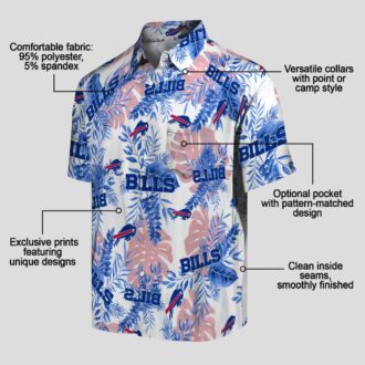 Buffalo Bills White Hawaiian Shirt - Tropical Leaves Print, NFL Game Day Summer Outfit