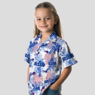 Buffalo Bills White Hawaiian Shirt - Tropical Leaves Print, NFL Game Day Summer Outfit