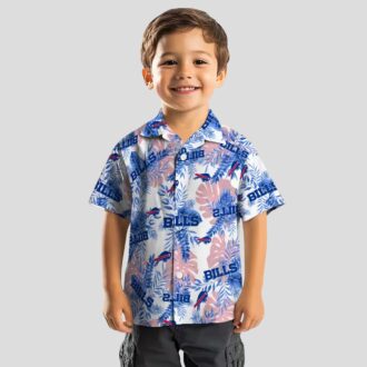 Buffalo Bills White Hawaiian Shirt - Tropical Leaves Print, NFL Game Day Summer Outfit