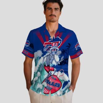 Custom Buffalo Bills Blue Hawaiian Shirt – Surfing Skeleton Tropical Game Day Outfit