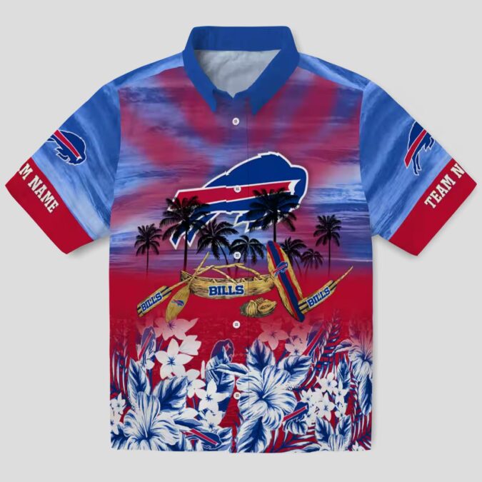 Custom Buffalo Bills Hawaiian Shirt – Tropical Canoe Blue NFL Aloha Shirt for Fans