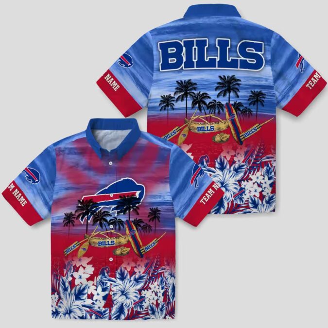 Custom Buffalo Bills Hawaiian Shirt – Tropical Canoe Blue NFL Aloha Shirt for Fans