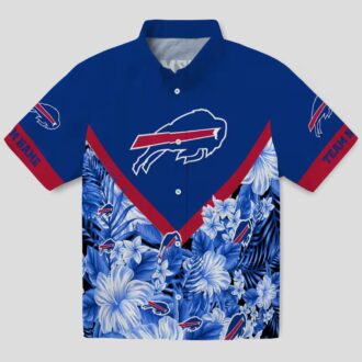 Custom Buffalo Bills Hawaiian Tailgate Shirt, Floral Chevron Blue NFL Aloha Shirt for Fans