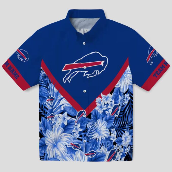 Custom Buffalo Bills Hawaiian Tailgate Shirt, Floral Chevron Blue NFL Aloha Shirt for Fans