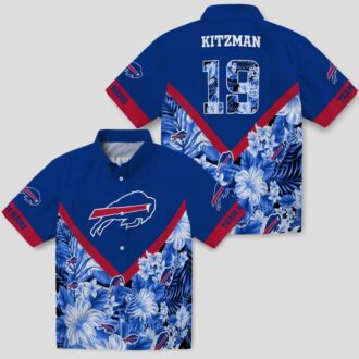 Custom Buffalo Bills Hawaiian Tailgate Shirt, Floral Chevron Blue NFL Aloha Shirt for Fans