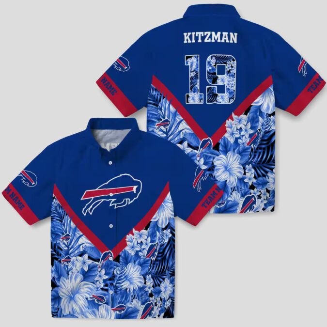 Custom Buffalo Bills Hawaiian Tailgate Shirt, Floral Chevron Blue NFL Aloha Shirt for Fans