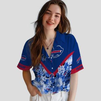 Custom Buffalo Bills Hawaiian Tailgate Shirt, Floral Chevron Blue NFL Aloha Shirt for Fans