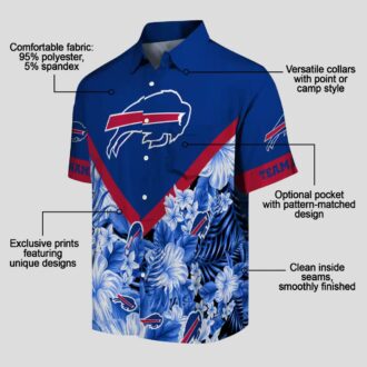 Custom Buffalo Bills Hawaiian Tailgate Shirt, Floral Chevron Blue NFL Aloha Shirt for Fans