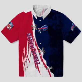 Custom NFL Buffalo Bills Hawaiian Shirt, Blue & White Edgy Streaks Tropical Button Up