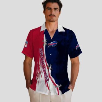 Custom NFL Buffalo Bills Hawaiian Shirt, Blue & White Edgy Streaks Tropical Button Up