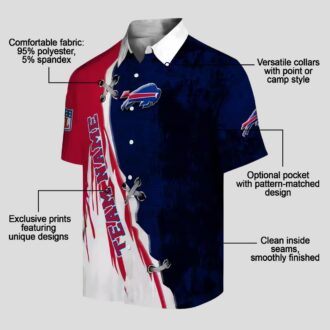 Custom NFL Buffalo Bills Hawaiian Shirt, Blue & White Edgy Streaks Tropical Button Up