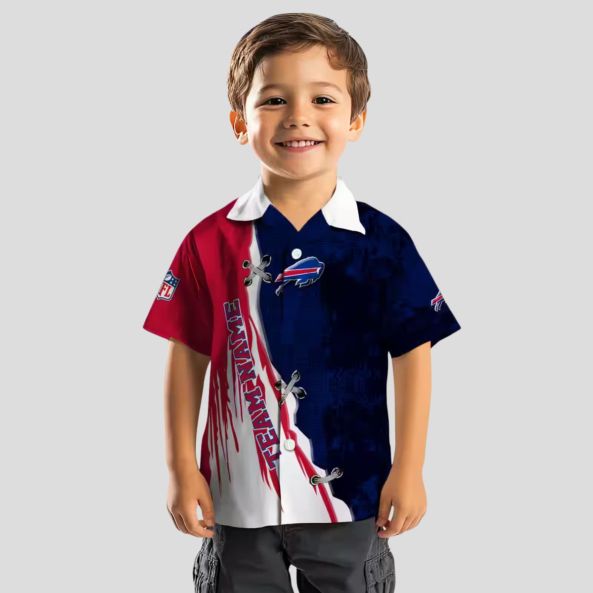 Custom NFL Buffalo Bills Hawaiian Shirt, Blue & White Edgy Streaks Tropical Button Up