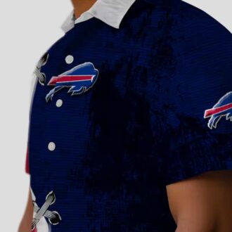 Custom NFL Buffalo Bills Hawaiian Shirt, Blue & White Edgy Streaks Tropical Button Up