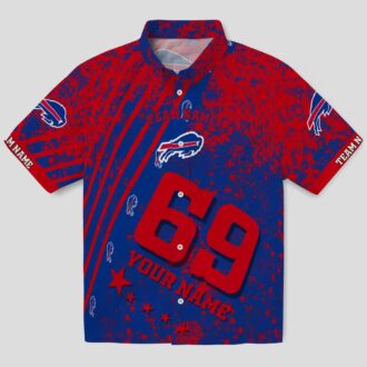 Custom NFL Football Buffalo Bills Hawaiian Shirt - USA Stars & Stripes Blue Aloha Shirt