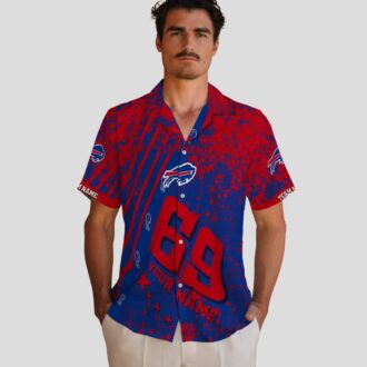 Custom NFL Football Buffalo Bills Hawaiian Shirt - USA Stars & Stripes Blue Aloha Shirt
