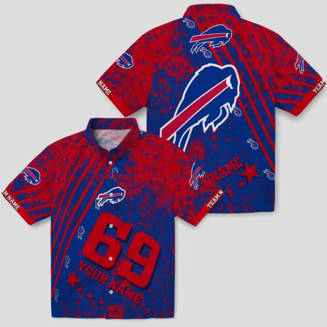 Custom NFL Football Buffalo Bills Hawaiian Shirt - USA Stars & Stripes Blue Aloha Shirt