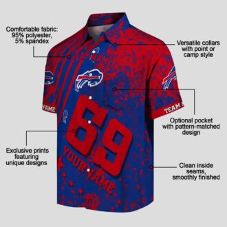 Custom NFL Football Buffalo Bills Hawaiian Shirt - USA Stars & Stripes Blue Aloha Shirt
