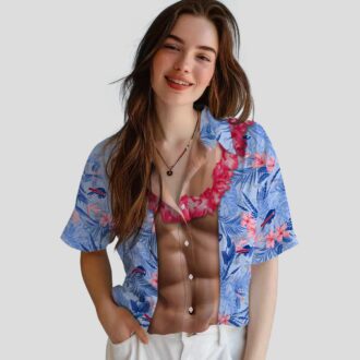 Funny Chest Illusion Buffalo Bills Blue Hawaiian Shirt, NFL Aloha Button Up for Summer