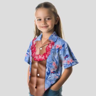 Funny Chest Illusion Buffalo Bills Blue Hawaiian Shirt, NFL Aloha Button Up for Summer