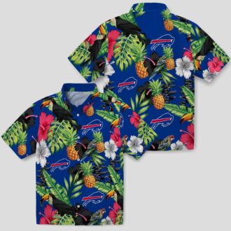 NFL Buffalo Bills Hawaiian Shirt - Tropical Toucan Hibiscus Pineapple Blue Green Print
