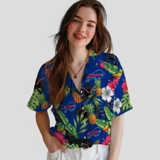 NFL Buffalo Bills Hawaiian Shirt - Tropical Toucan Hibiscus Pineapple Blue Green Print