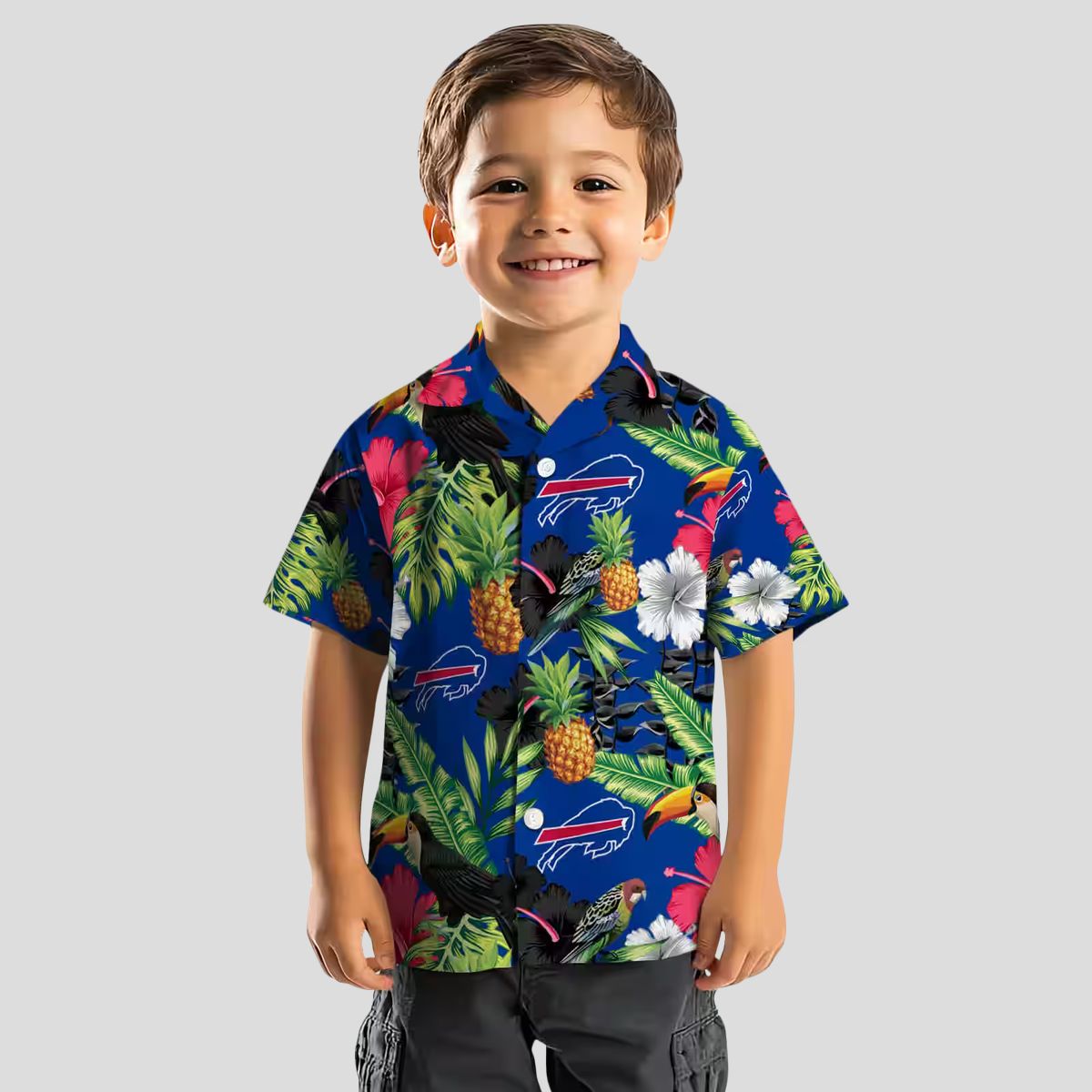 NFL Buffalo Bills Hawaiian Shirt - Tropical Toucan Hibiscus Pineapple Blue Green Print