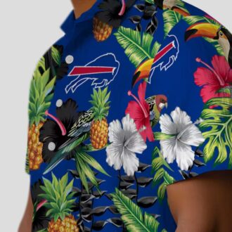 NFL Buffalo Bills Hawaiian Shirt - Tropical Toucan Hibiscus Pineapple Blue Green Print
