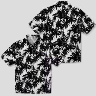 NFL Buffalo Bills Summer Hawaiian Shirt, Palm Motif Black White Tropical Button Up Shirt