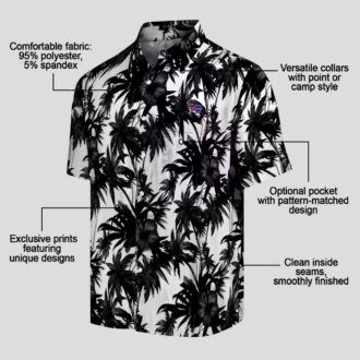 NFL Buffalo Bills Summer Hawaiian Shirt, Palm Motif Black White Tropical Button Up Shirt
