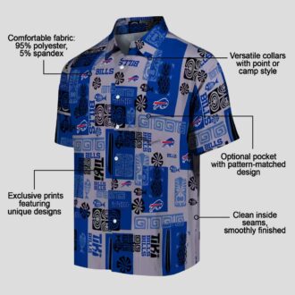 NFL Buffalo Bills Tropical Button Up Hawaiian Shirt - Tribal Symbols Blue Aloha Shirt
