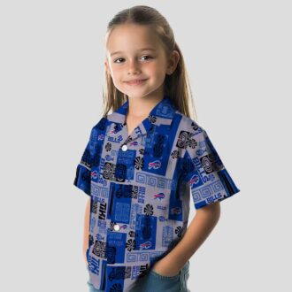 NFL Buffalo Bills Tropical Button Up Hawaiian Shirt - Tribal Symbols Blue Aloha Shirt