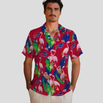 NFL Buffalo Bills Tropical Hawaiian Shirt Blue Green Flamingo Palm Leaves