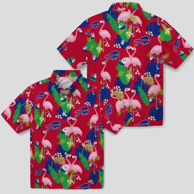 NFL Buffalo Bills Tropical Hawaiian Shirt Blue Green Flamingo Palm Leaves