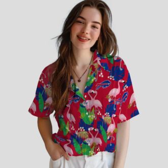 NFL Buffalo Bills Tropical Hawaiian Shirt Blue Green Flamingo Palm Leaves