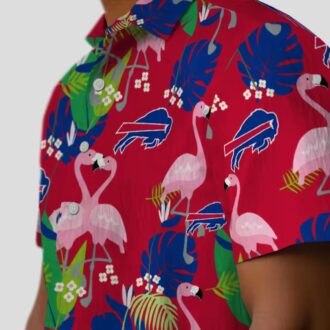 NFL Buffalo Bills Tropical Hawaiian Shirt Blue Green Flamingo Palm Leaves