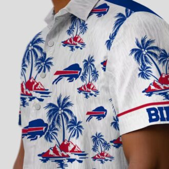 NFL Buffalo Bills Tropical Hawaiian Shirt, Palm Island Print Blue & White Aloha Shirt