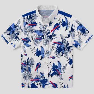 Personalized Buffalo Bills Botanical Hawaiian Shirt - Blue & White NFL Aloha Shirt