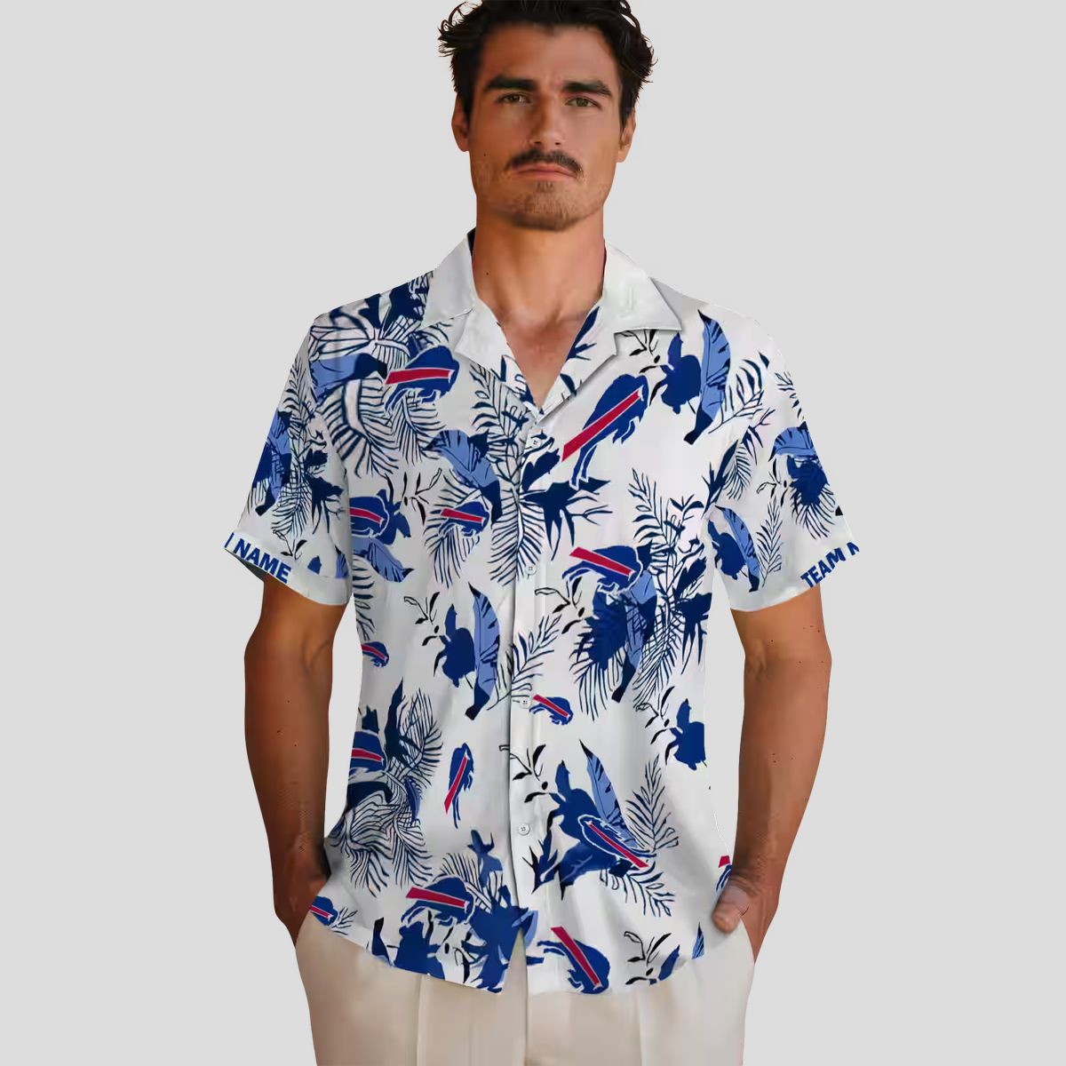 Personalized Buffalo Bills Botanical Hawaiian Shirt - Blue & White NFL Aloha Shirt