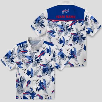 Personalized Buffalo Bills Botanical Hawaiian Shirt - Blue & White NFL Aloha Shirt