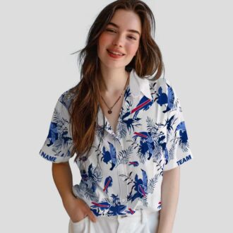 Personalized Buffalo Bills Botanical Hawaiian Shirt - Blue & White NFL Aloha Shirt