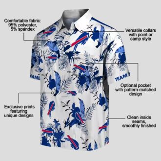 Personalized Buffalo Bills Botanical Hawaiian Shirt - Blue & White NFL Aloha Shirt