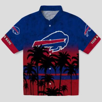 Personalized Buffalo Bills Hawaiian Shirt – Sunset Pattern Blue Black NFL Aloha Shirt