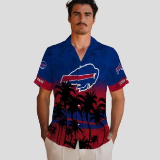 Personalized Buffalo Bills Hawaiian Shirt – Sunset Pattern Blue Black NFL Aloha Shirt