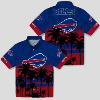 Personalized Buffalo Bills Hawaiian Shirt – Sunset Pattern Blue Black NFL Aloha Shirt