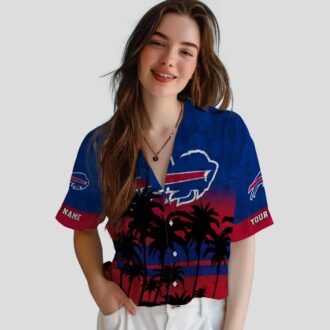 Personalized Buffalo Bills Hawaiian Shirt – Sunset Pattern Blue Black NFL Aloha Shirt