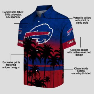 Personalized Buffalo Bills Hawaiian Shirt – Sunset Pattern Blue Black NFL Aloha Shirt